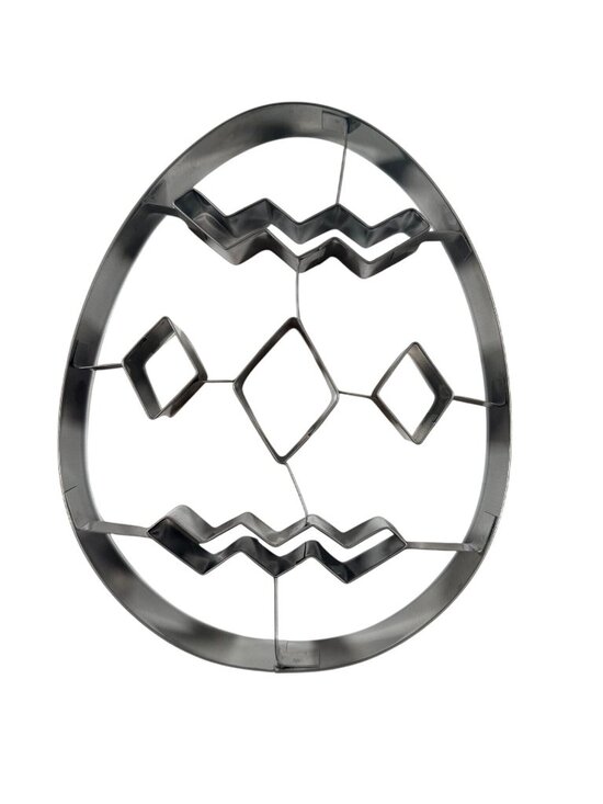 Unbranded Other - Vintage Large Easter Egg Metal Cookie Cutter Geometric Zigzag Diamond 7.5" tall